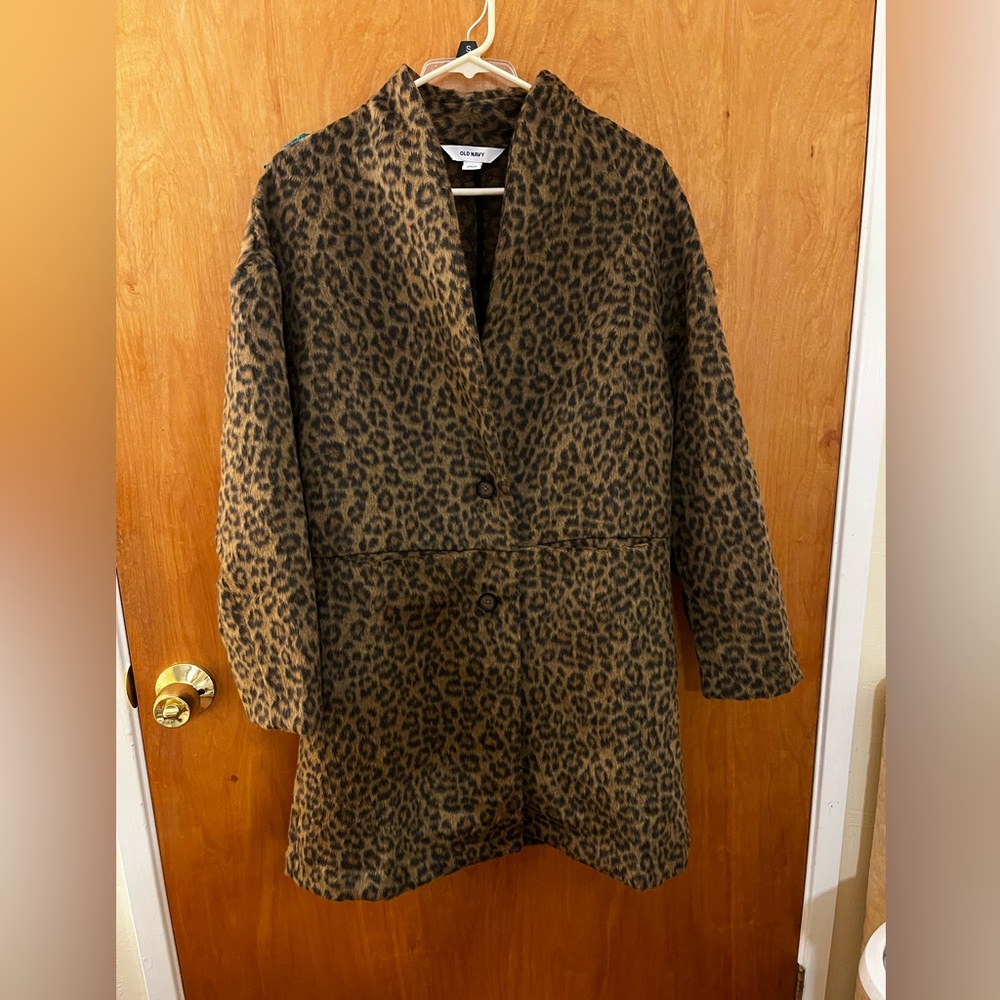 Old Navy Leopard Print Coat/Coatigan Size M NWT